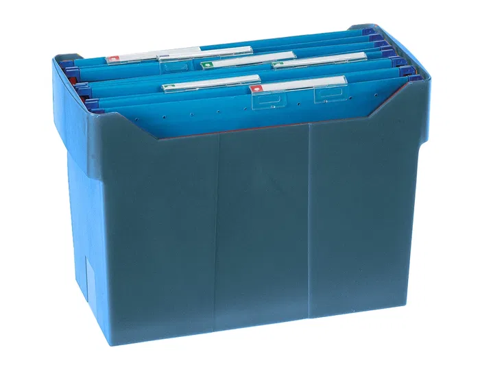 Archivo 2000 Archibox Soporte para carpetas colgantes A4, poliestireno reciclado, azul, capacidad 20 carpetas