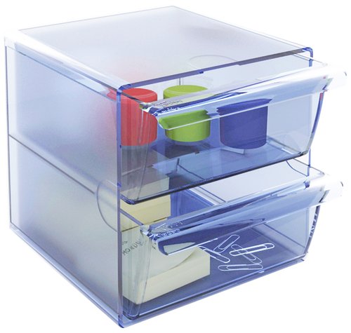 Archivo 2000 Archicubo Organizador Modular con 2 Cajones Azul Transparente
