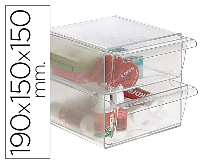 Archivo 2000 Archicubo Organizador de 2 Cajones Cristal Transparente