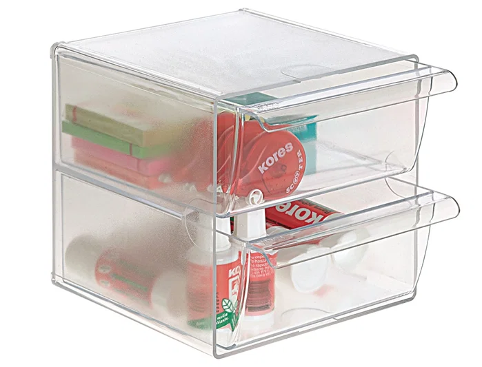 Archivo 2000 Archicubo Organizador de 2 Cajones Cristal Transparente