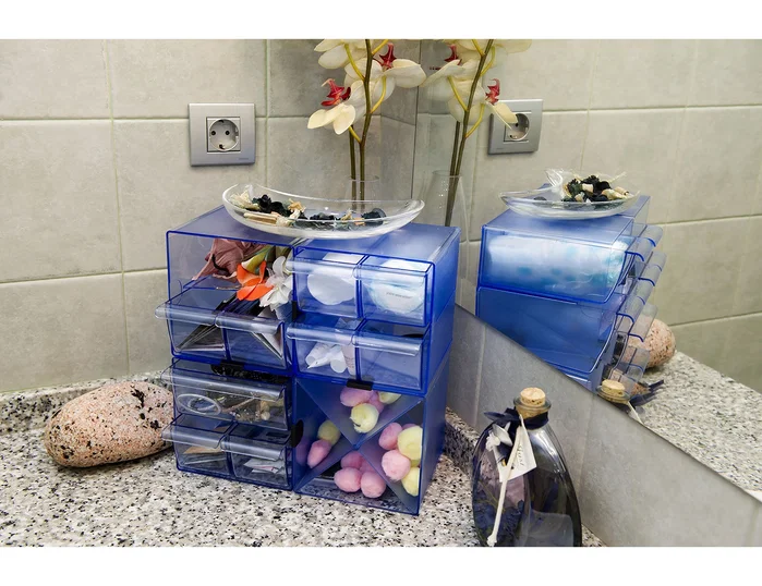 Archivo 2000 Archicubo Organizador Modular Apilable Azul Transparente