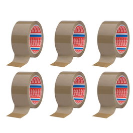 Tesa Cinta de embalar marrón polipropileno 28 micras 50 mm x 66 m, 6 uds