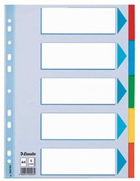 ESSELTE Bolsa de 5 separadores A4 con 5 colores de cartón 200g