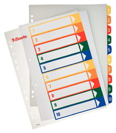 Indice Esselte Pp Numerico Imprimible A4+ Pestañas 1-10 11 Taladros