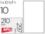 Apli Etiquetas Adhesivas Transparentes Poliester para Impresora Ink-jet 210x297 mm en Carpetas de 10 Hojas