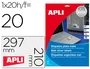 Apli 10071 Etiquetas Adhesivas Metalizadas 210x297 mm para Fotocopiadora Láser Caja 20 Hojas