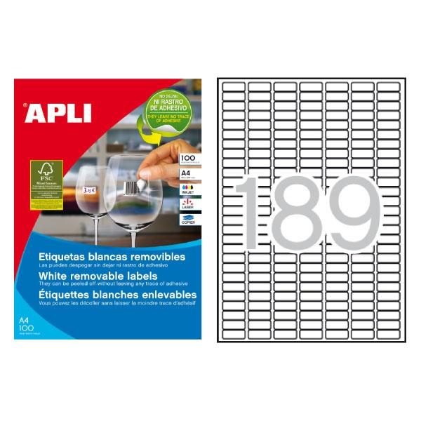 Apli Etiquetas Adhesivas Blancas Cantos Romos 25,4x10mm Removibles