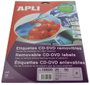 Apli Etiquetas Adhesivas CD/DVD Mega Blanco Mate