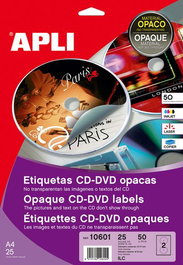Etiquetas Adh.Impr.Apli A4 Multimed.Cd-Dvd Mega Blister 25H Dorso Opaco Ø Ext.117 E Int.18 Mm 50 Uds.(10601)