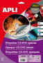 Apli Etiquetas Adhesivas para CD/DVD Tamaño Mega Dorso Opaco Blanco