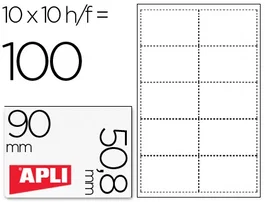 Apli Tarjetas de Visita Microperforadas Blancas 200g Mate 90x50,8mm