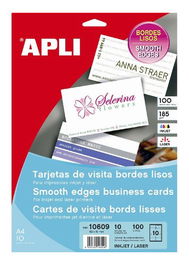Tarjetas De Visita Apli Para Impresora Bordes Lisos C.Rectos 200G Mate 89X51Mm Blister 15H 150 Uds.(10609)