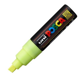 POSCA Marcador PC-8K No Permanente Punta Biselada 8.0 mm Amarillo Fluor para Cartelería y Decoración