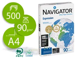 Navigator Papel Fotocopiadora DIN A4 90 Gramos Paquete 500 Hojas Uso Diario Color B/N Calidad UHD