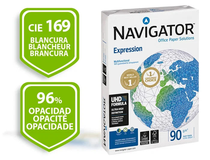 Navigator Papel Fotocopiadora DIN A4 90 Gramos Paquete 500 Hojas Uso Diario Color B/N Calidad UHD