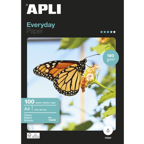 Apli Papel Fotográfico Everyday A4 Brillante 180g 100 Hojas Apli Papel Fotográfico Everyday A4 Brillante 180g 100 Hojas