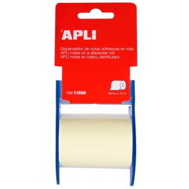 Apli Dispensador de Notas Adhesivas en Rollo 60 mm x 10 m, Color Amarillo Pastel, Ref. 11595, Reposicionable para Escritorio