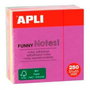 APLI Cubo de notas adhesivas Funny 51x51mm, 250 hojas, colores fluorescentes surtidos