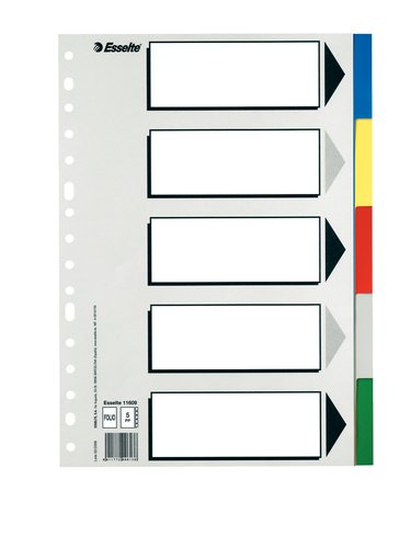 Esselte Separadores de Polipropileno 5 Posiciones Folio Colores