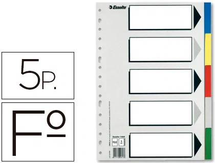Esselte Separadores de Polipropileno 5 Posiciones Folio Colores