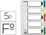 Esselte Separadores de Polipropileno 5 Posiciones Folio Colores
