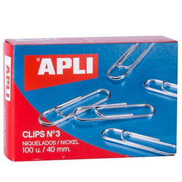 Apli Clips Niquelados Nº 3 - 40 mm Caja 100 Ud