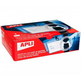 Apli Identificador Horizontal 90x56 mm con Cordón de Seguridad Caja de 25 Unidades