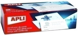 APLI Funda de distintivo combi de 56x90mm con pinza e imperdible, caja de 25