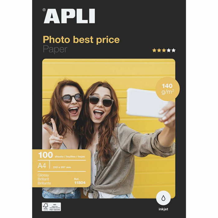 Apli Papel Fotográfico Best Price A4 140g Brillo 100 Hojas