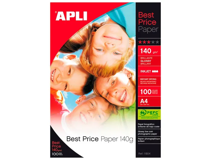 Apli Papel Fotográfico Glossy Din A4 180 gr Pack 100 Hojas Ink-jet Apli Papel Fotográfico Glossy Din A4 180 gr Pack 100 Hojas Ink-jet