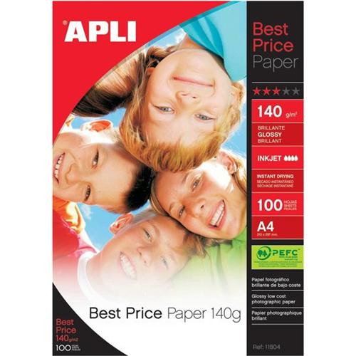 Apli Papel Fotográfico Best Price A4 140g Brillo 100 Hojas