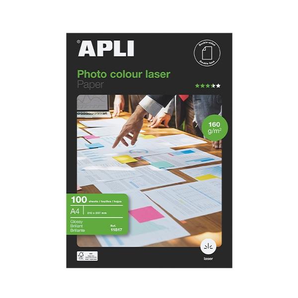 Apli Papel Fotográfico Colour Laser A4 160g Brillante Doble Cara