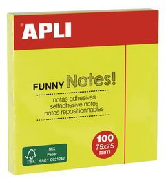 Taco Notas Apli 76X76 Amarillo Neon (Set de 12)