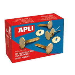 Apli Encuadernadores Metálicos con Arandela Dorados 30mm, 100 unidades