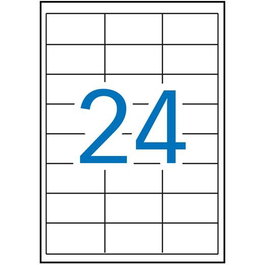 Apli Etiquetas Adhesivas 64.6x33.8 mm C-Rectos 24 x 100H Blanco para Inkjet y Láser 2400 Etiquetas