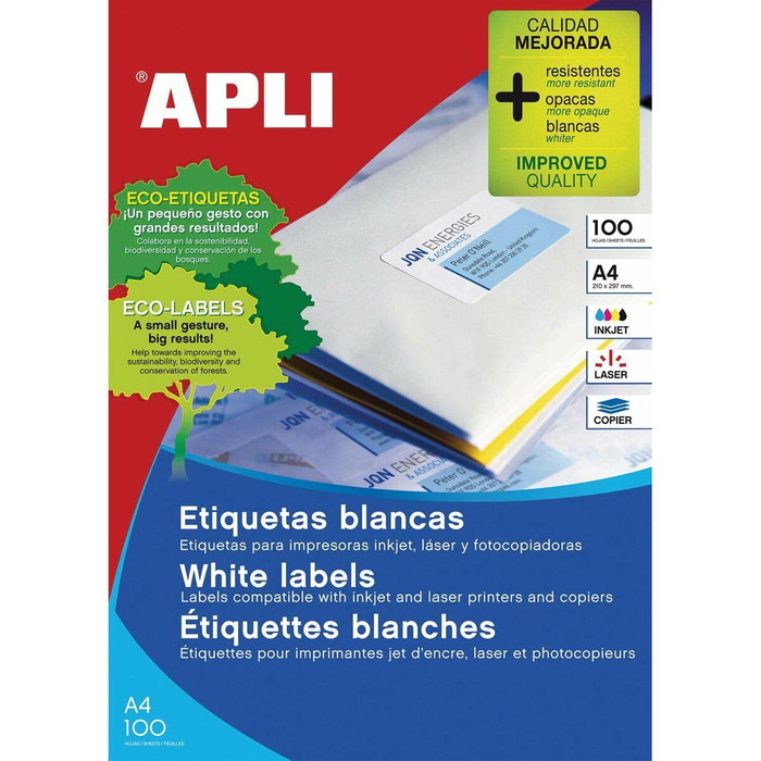 Apli Etiquetas Adhesivas 64,6 x 33,8 mm, 100 Hojas Apli Etiquetas Adhesivas 64,6 x 33,8 mm, 100 Hojas