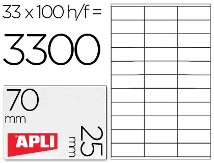 Apli Etiquetas Adhesivas Blancas 70 x 25,4 mm Cantos Rectos