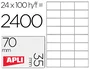 Apli Etiquetas Adhesivas 70x35mm Blancas Cantos Rectos