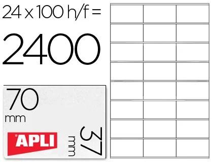 Apli Etiquetas Adhesivas 70x37mm Blancas para Inkjet/Láser