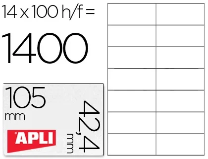 Apli Etiquetas Adhesivas Blancas 105 x 42,4 mm de Cantos Rectos