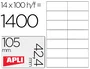 Apli Etiquetas Adhesivas Blancas 105 x 42,4 mm de Cantos Rectos