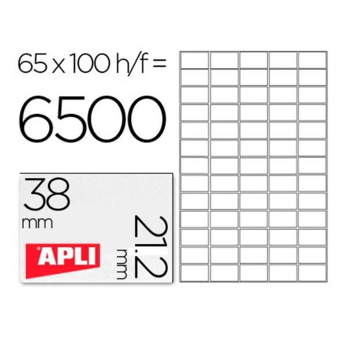 Apli Etiquetas Adhesivas 38x21,2mm Blancas Cantos Rectos