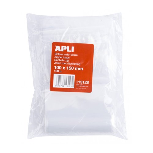 Apli Bolsas de Autocierre Transparentes 100 x 150 mm, Pack de 100 Apli Bolsas de Autocierre Transparentes 100 x 150 mm, Pack de 100