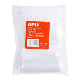 Apli Bolsas Autocierre 100x150 mm LDPE Transparente Pack 100 Unidades Aptas Alimentario