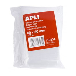 Apli Bolsas Autocierre 60x80 mm LDPE Transparente Pack 100 Unidades