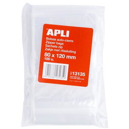 Apli Bolsas Autocierre 80x120 mm LDPE Transparente Pack 100 Unidades