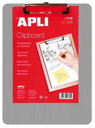 Apli Portablocs Portapapeles de Aluminio A4 Plata