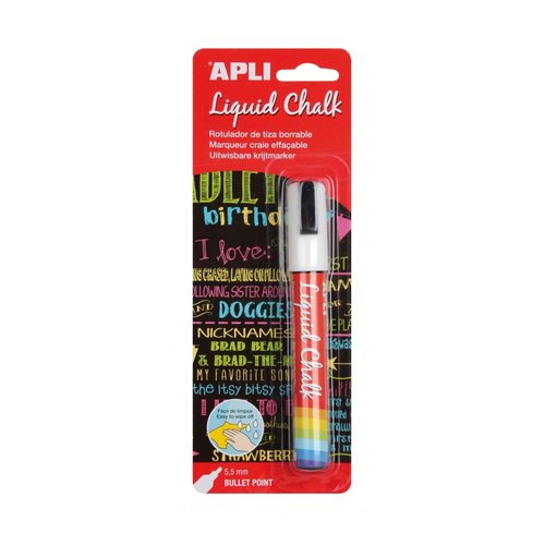 Apli Rotulador de Tiza Líquida Punta Redonda 5,5 mm Blanco