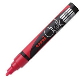 UNI-BALL Rotulador de tiza líquida rojo UNI-CHALK MARKER PWE M5