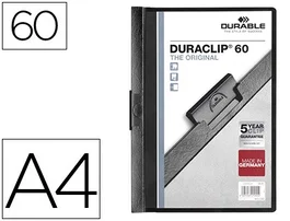 Durable Dosier Duraclip con clip de acero, A4, 60 hojas, Negro